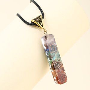 Orgonite Crystal Pendant Necklace Natural 7 Chakra Stone Resin Charm Necklace